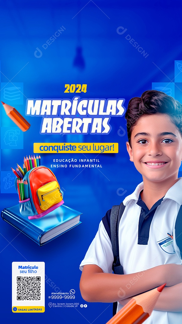 Social Media Story Matrículas Abertas 2024 Conquiste Seu Lugar PSD Editável