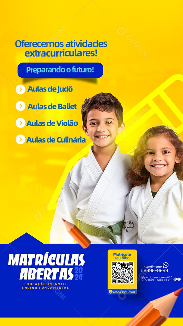 Social Media Story Oferecemos Atividades Extracurriculares PSD Editável