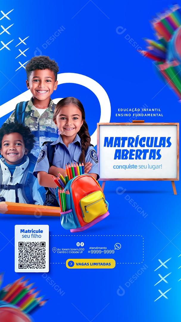 Social Media Story Educação Infantil Ensino Fundamental Matrículas Abertas PSD Editável