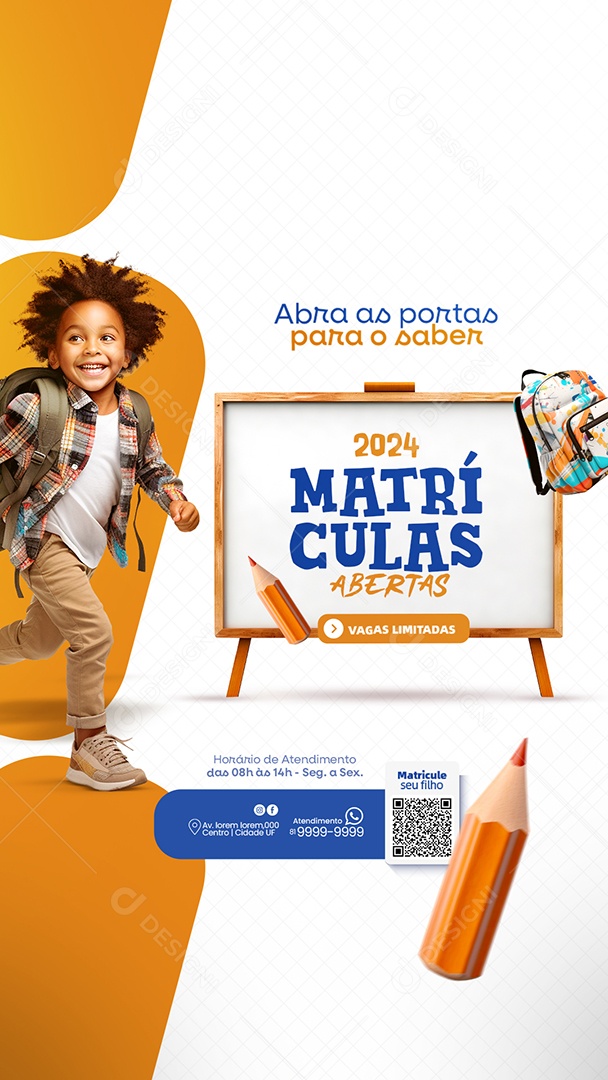 Story Abra as Portas Para o Saber Matrículas Abertas Social Media PSD Editável