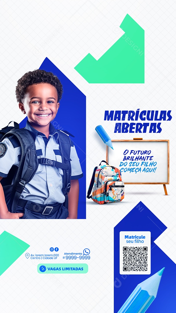 Social Media Story Matrículas Abertas O Futuro Brilhante PSD Editável