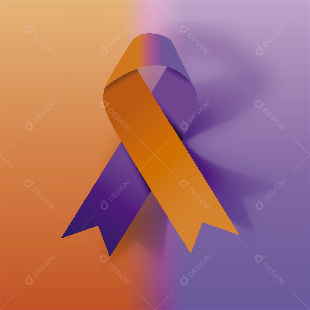 Fita Roxa e Laranja de Conscientização do Fevereiro Roxo e Laranja Ilustração Vetor EPS