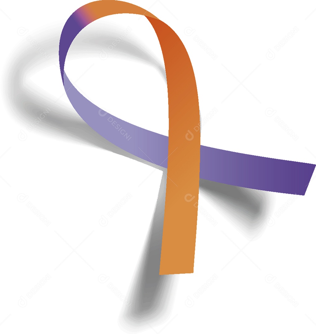 Fita Roxa e Laranja de Conscientização do Fevereiro Roxo e Laranja Ilustração Vetor EPS