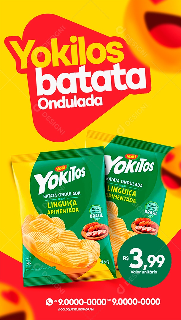 Story Social Media Batata Ondulada Yoki Linguiça Apimentada PSD Editável