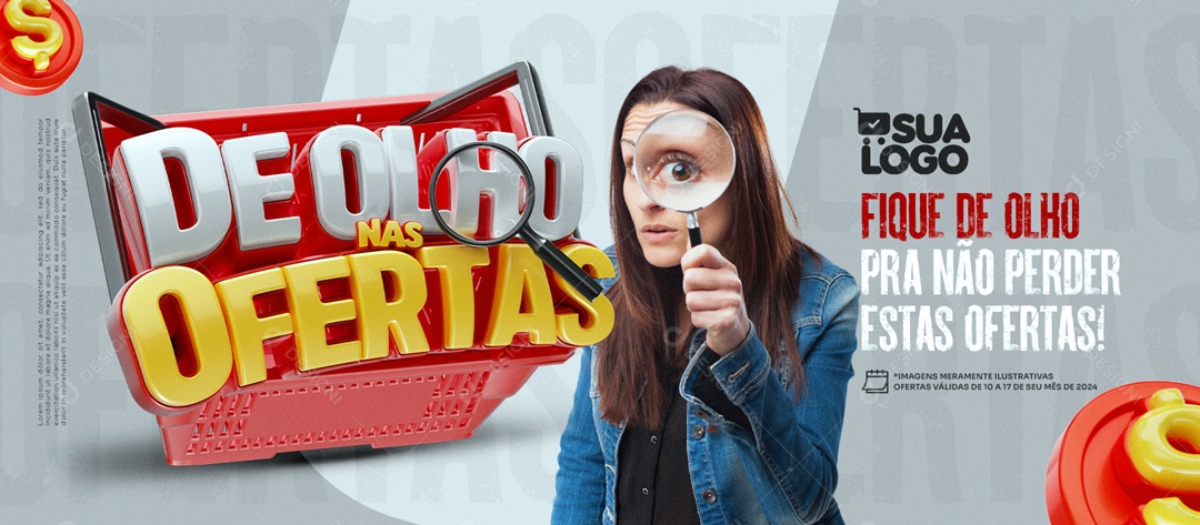 Social Media Banner De Olho Nas Ofertas Pra Não Perder PSD Editável