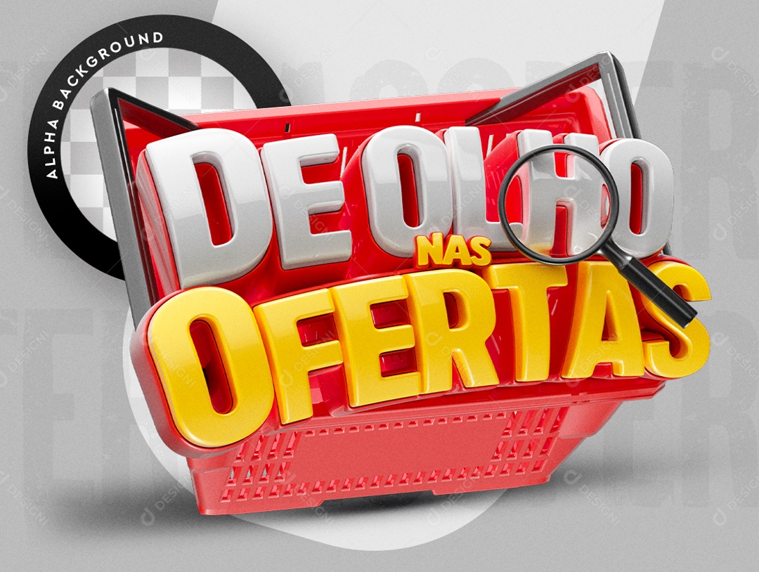 Selo 3D Vermelho De Olho Nas Ofertas Para Composição PSD