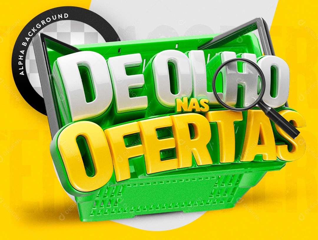 Selo 3D Verde De Olho Nas Ofertas Para Composição PSD