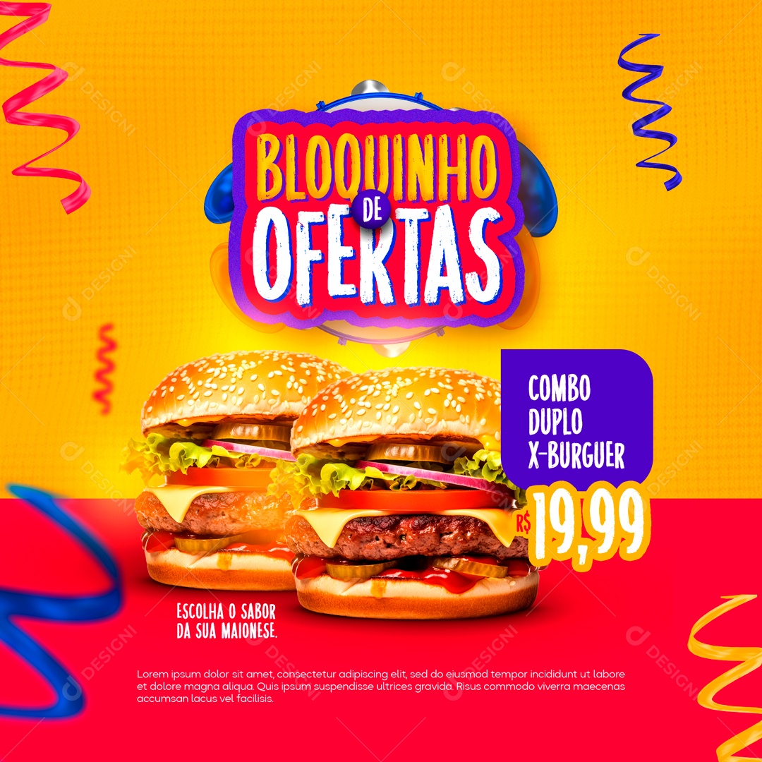 Social Media Bloquinho De Ofertas Hamburgueria PSD Editável