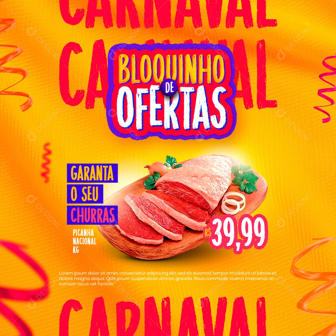 Bloquinho De Ofertas Garanta O Seu Churras Social Media PSD Editável