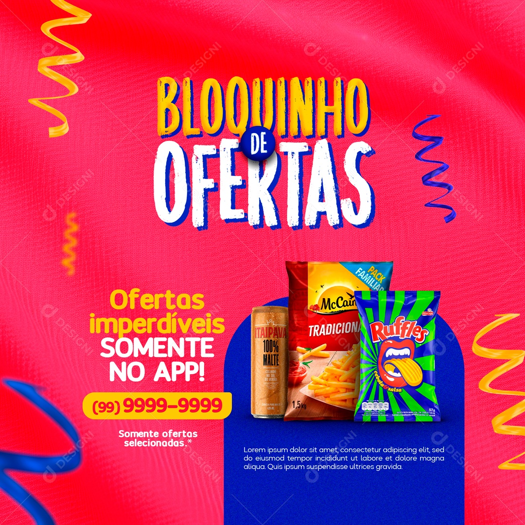 Social Media Bloquinho De Ofertas Imperdíveis No App PSD Editável