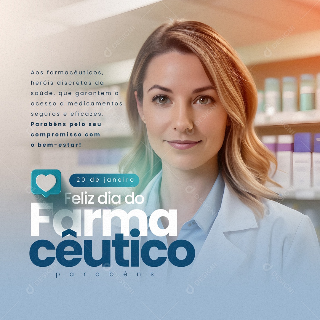 Feliz Dia  Do Farmacêutico 20 de Janeiro heróis discretos da saúde Social Media PSD Editável