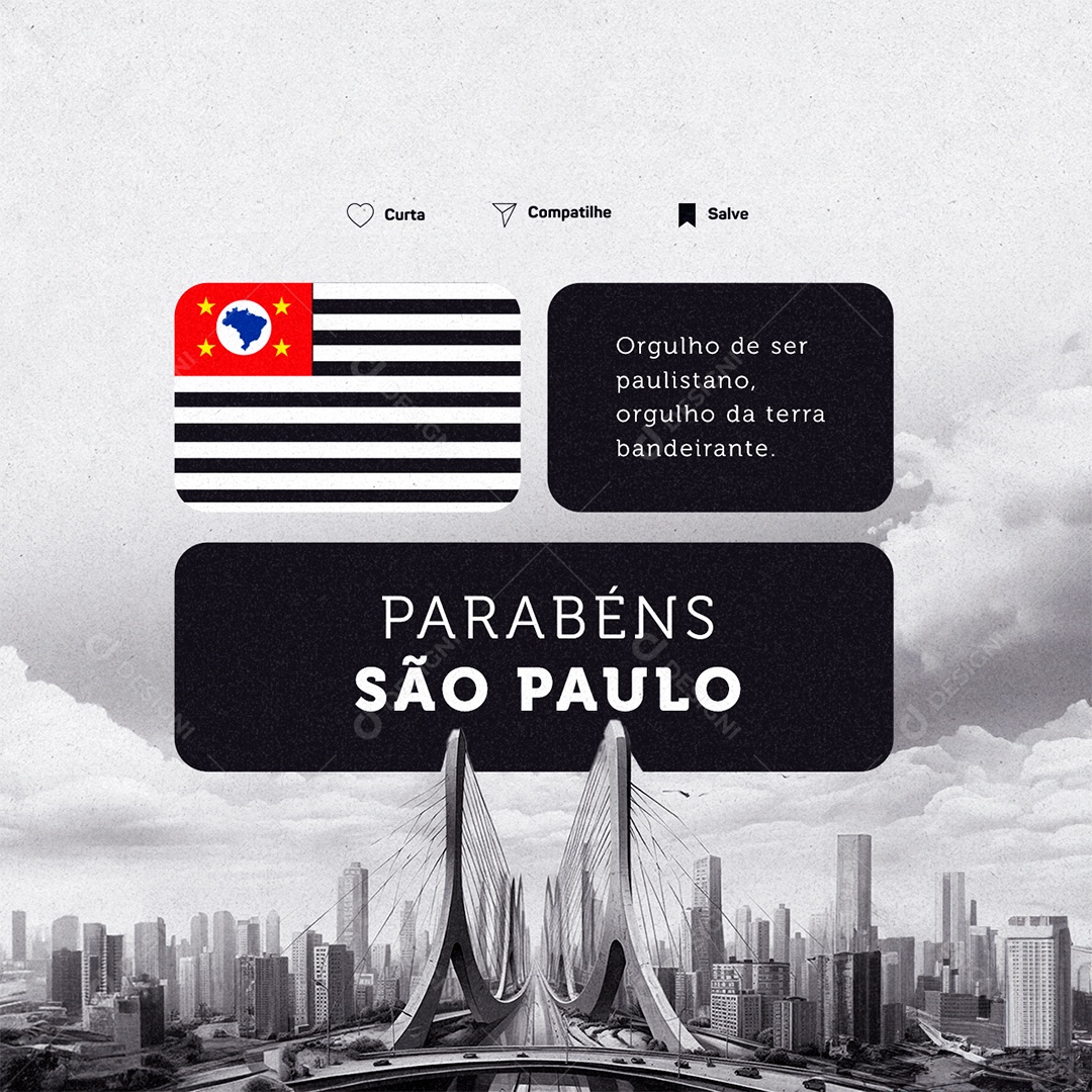 Aniversário São Paulo 25 De Janeiro Orgulho de ser paulistano orgulho da terra bandeirante Social Media PSD Editável