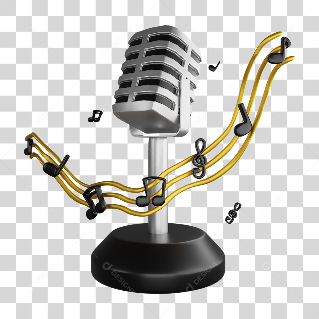 Notas Musicais com Microfone PNG Transparente