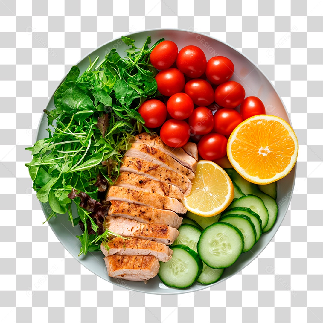 Vista superior do prato de comida