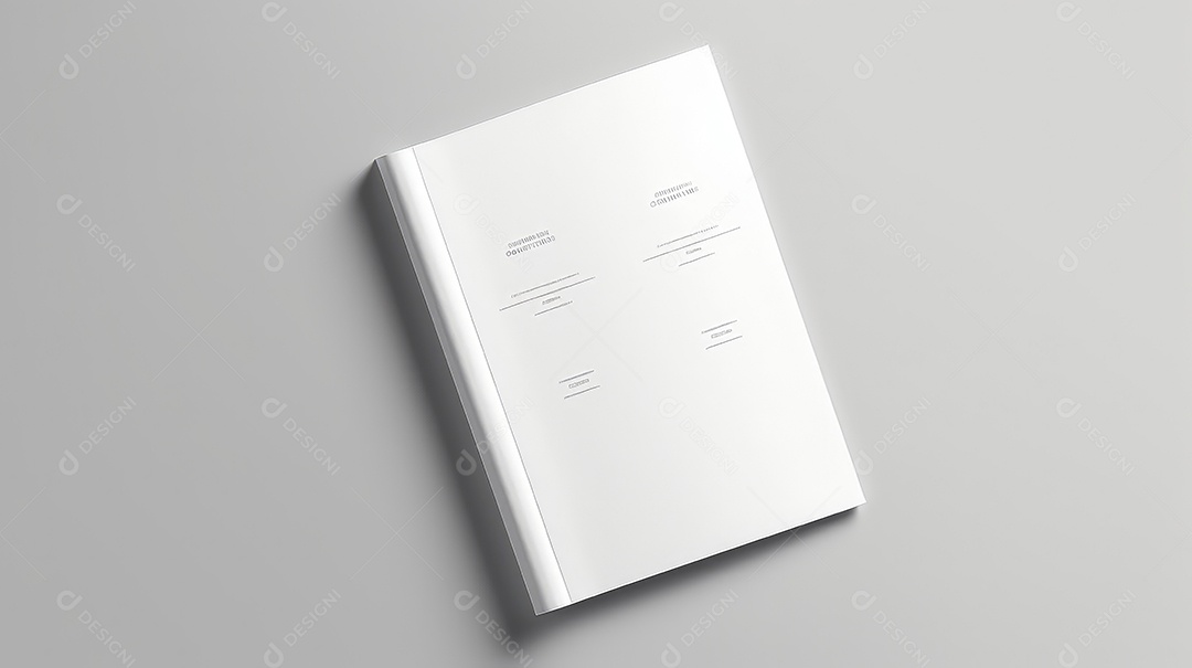 Vista superior de um modelo de caderno branco sobre fundo cinza