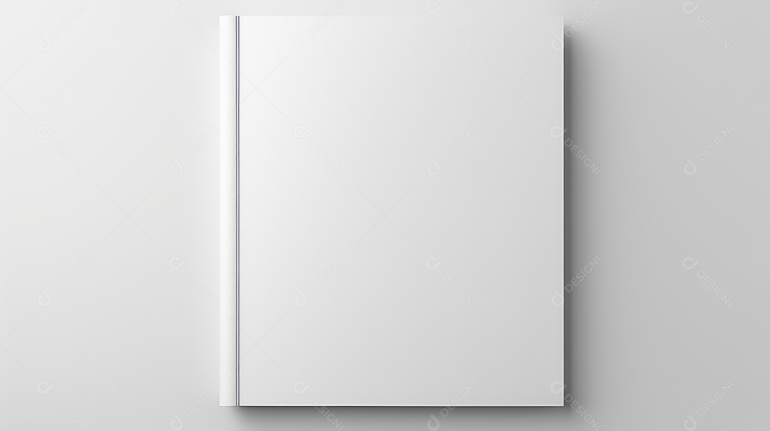 Vista superior de um modelo de caderno branco sobre fundo cinza