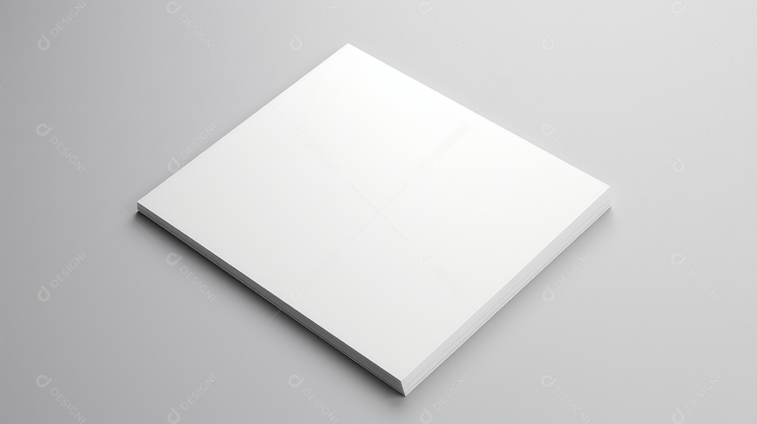 Vista superior de um modelo de caderno branco sobre fundo cinza