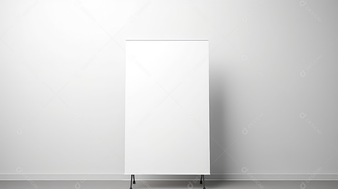 Maquete de banner rollup branco em branco sobre fundo cinza