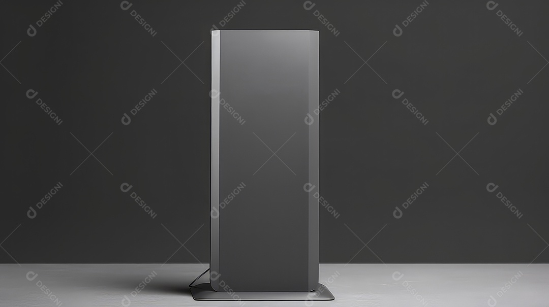 Maquete de banner rollup branco em branco sobre fundo cinza