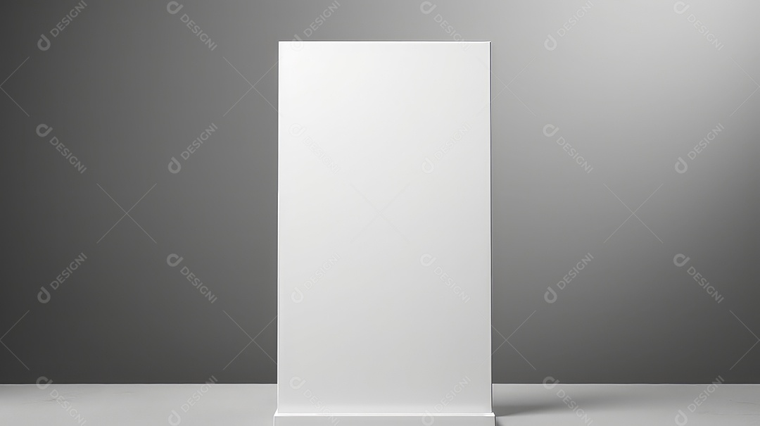 Suporte para banner roll up em branco em sala cinza