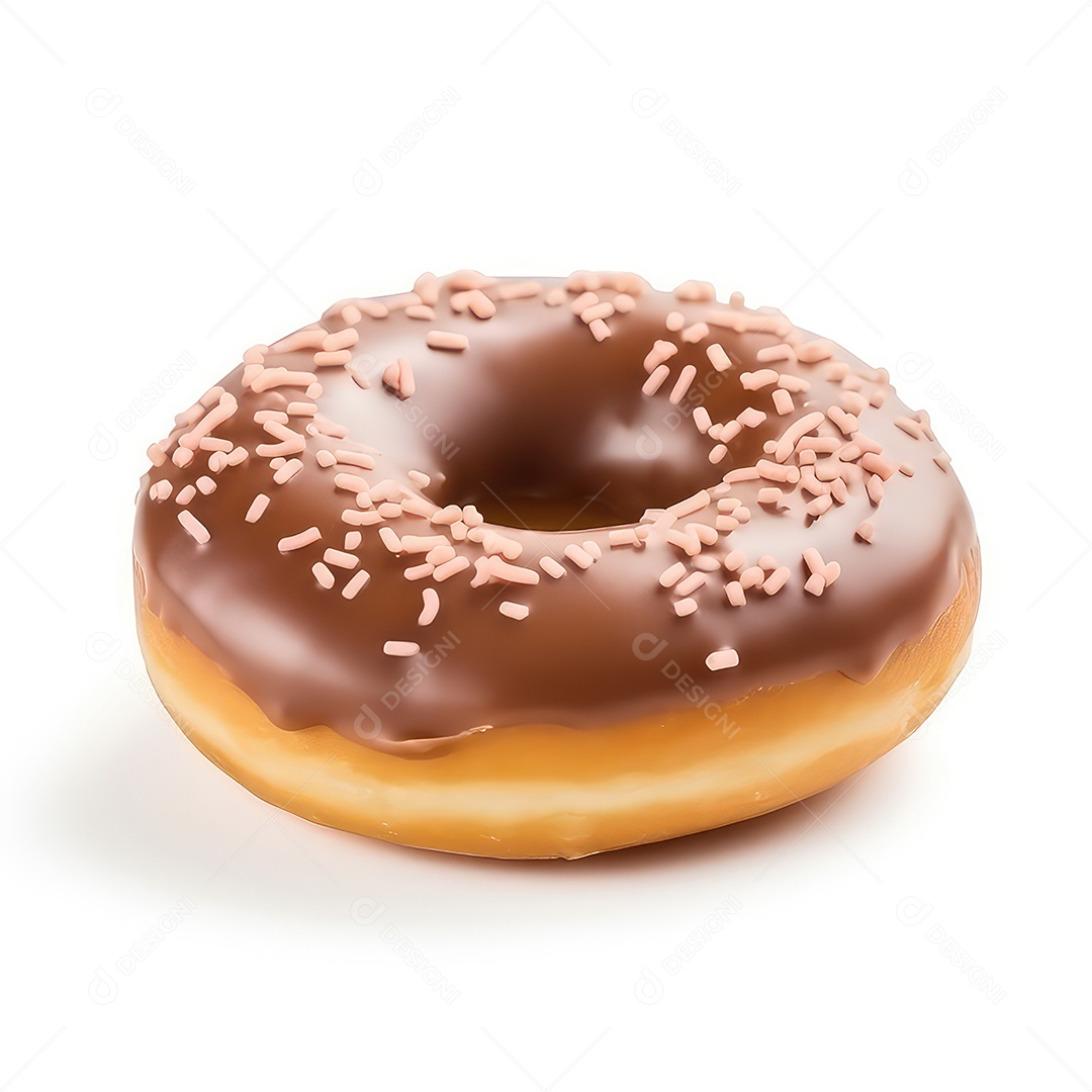 Donut com granulado de chocolate isolado no fundo branco