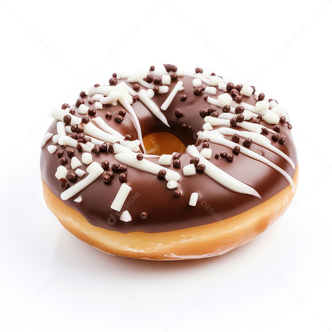 Donut de chocolate isolado em fundo branco