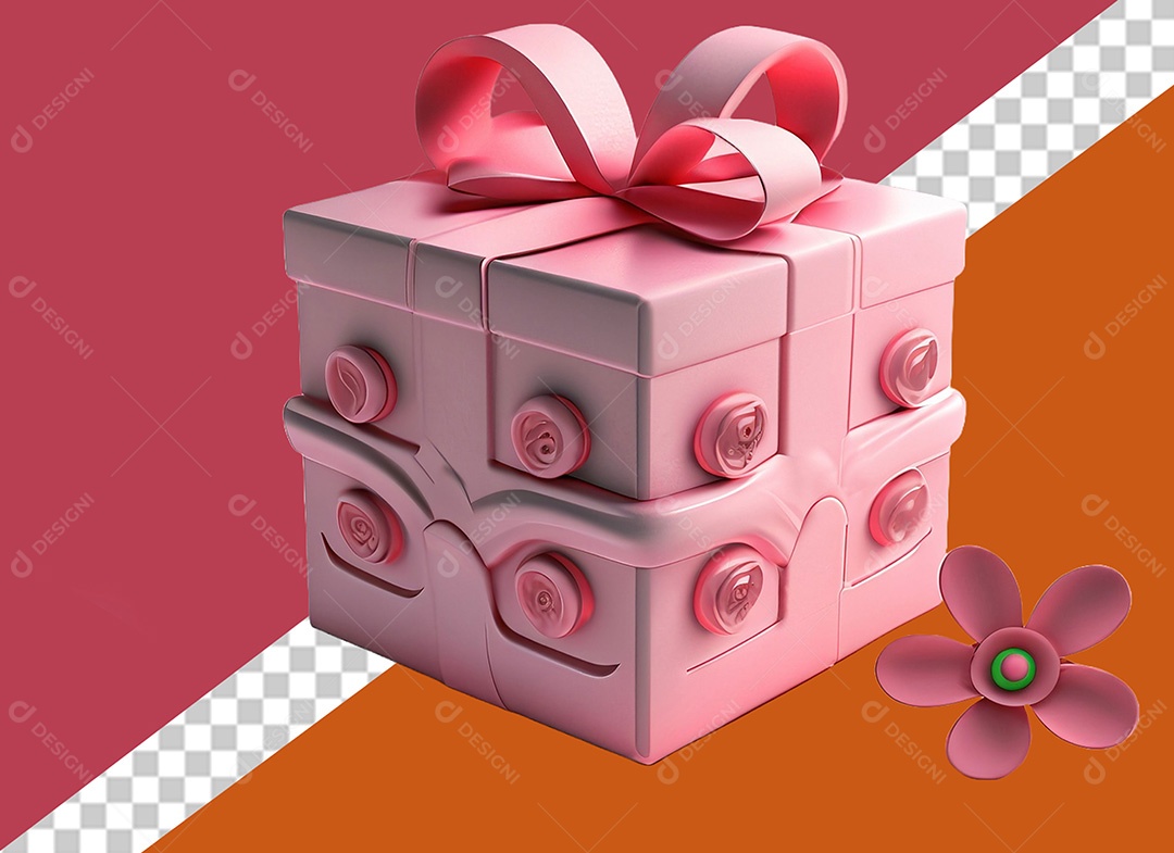 Caixa de Presente Elemento 3D para Composição PSD