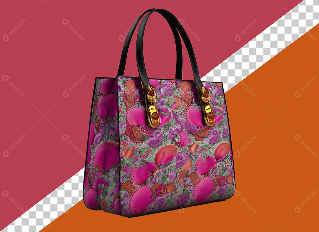 Bolsa de Grife Elemento 3D Estampada para Composição PSD