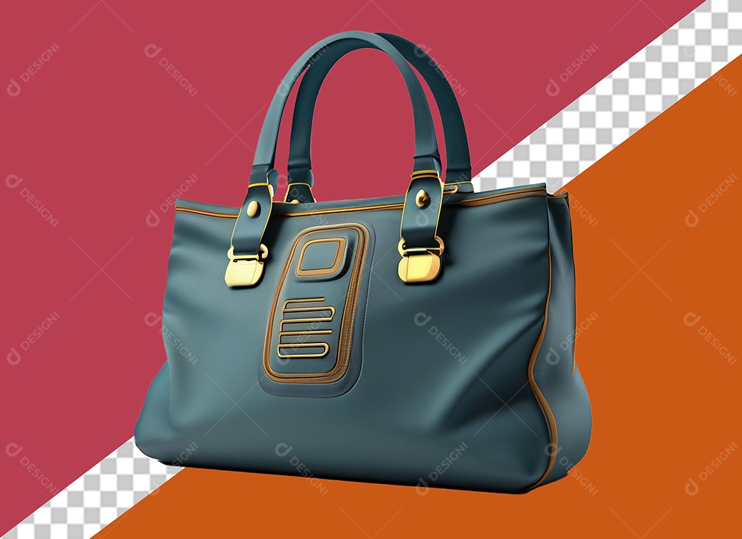 Bolsa de Grife Elemento 3D Preta e Amarela para Composição PSD