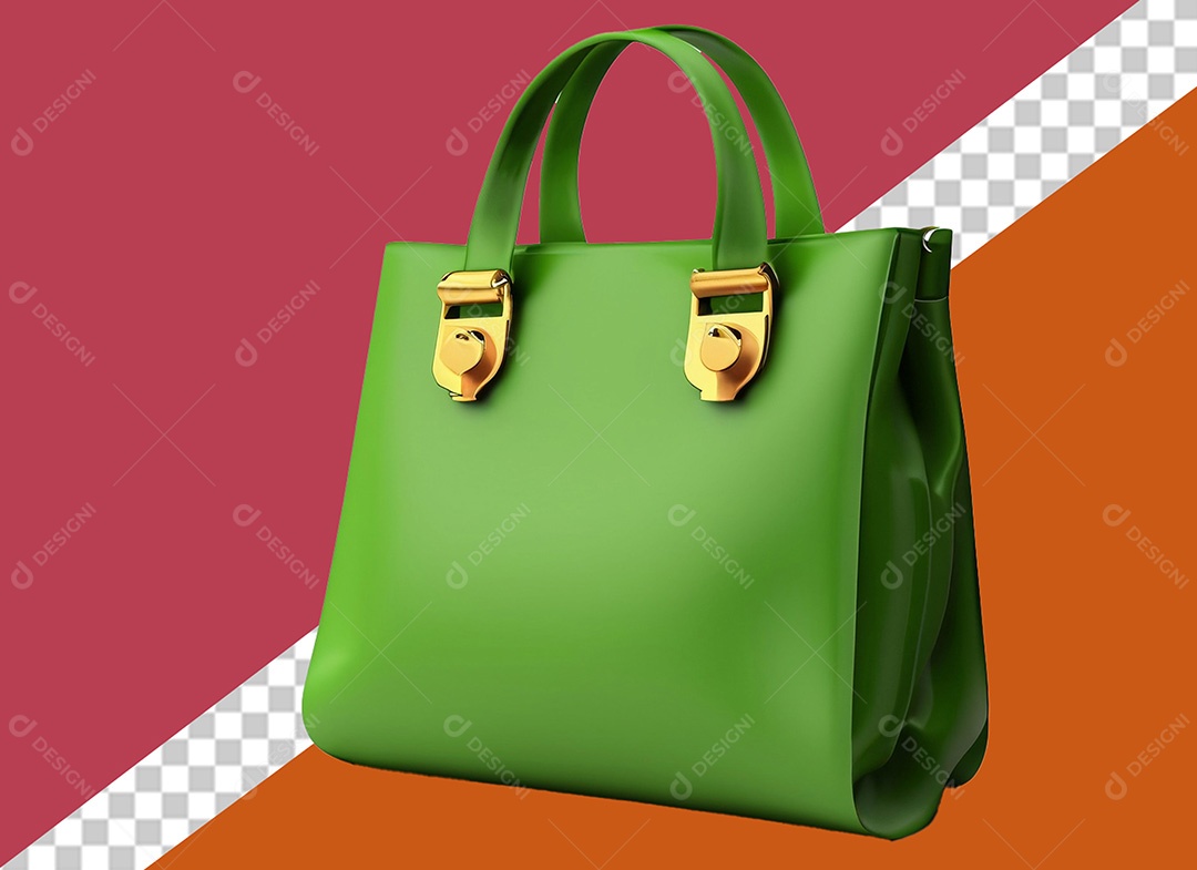 Bolsa de Grife Elemento 3D Verde para Composição PSD