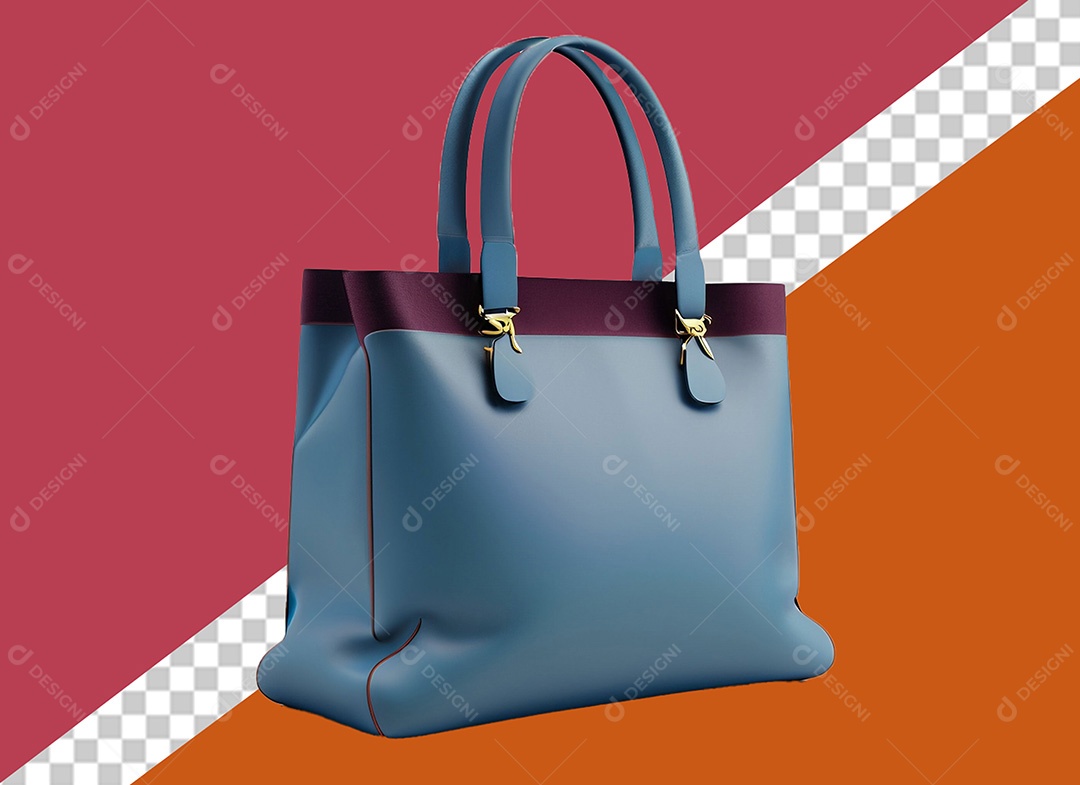 Bolsa de Grife Elemento 3D Azul Roxo para Composição PSD