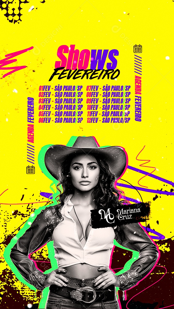 Story Flyer Shows Fevereiro Mariana Cruz Social Media PSD Editável