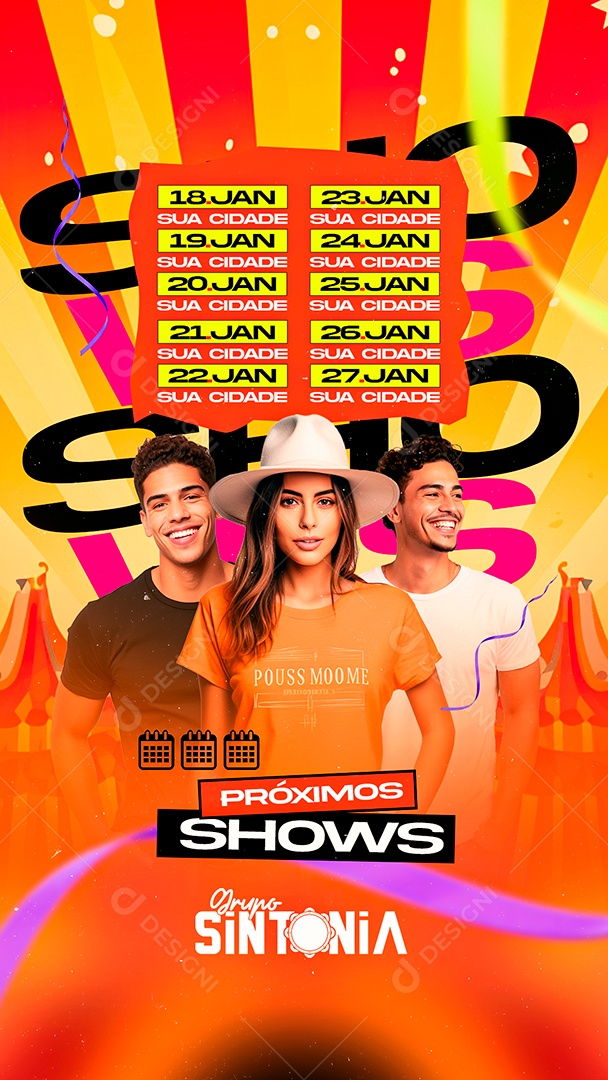 Story Flyer Shows Janeiro Grupo Sintonia Próximos Shows Social Media PSD Editável