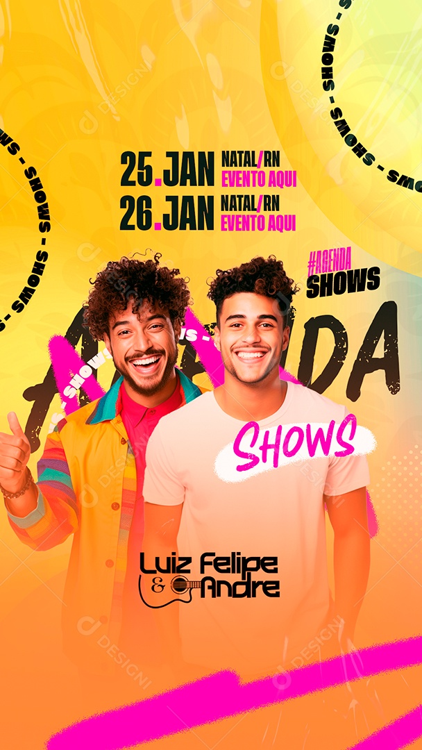Story Flyer Agenda De Shows Luiz Felipe & Andre Social Media PSD Editável