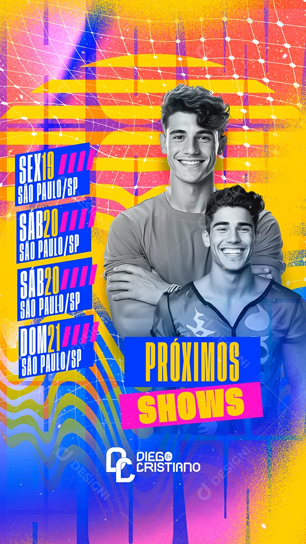 Story Flyer Próximos Shows Diego & Cristiano Social Media PSD Editável