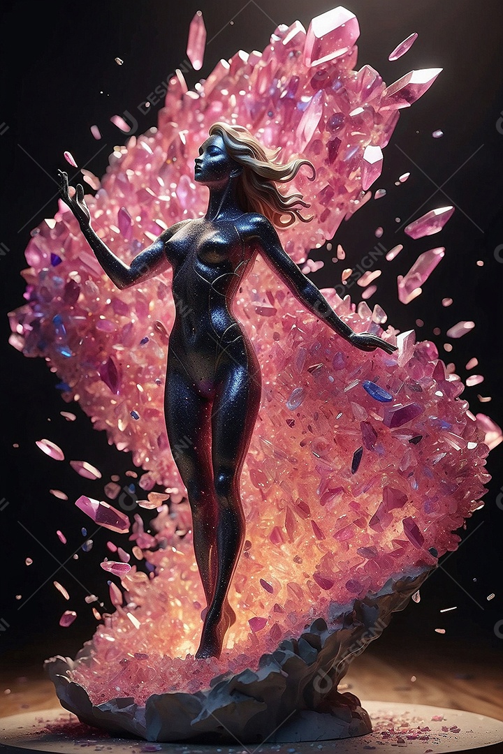 Conceito do dia da mulher escultura em forma feminina feita de quartzo rosa