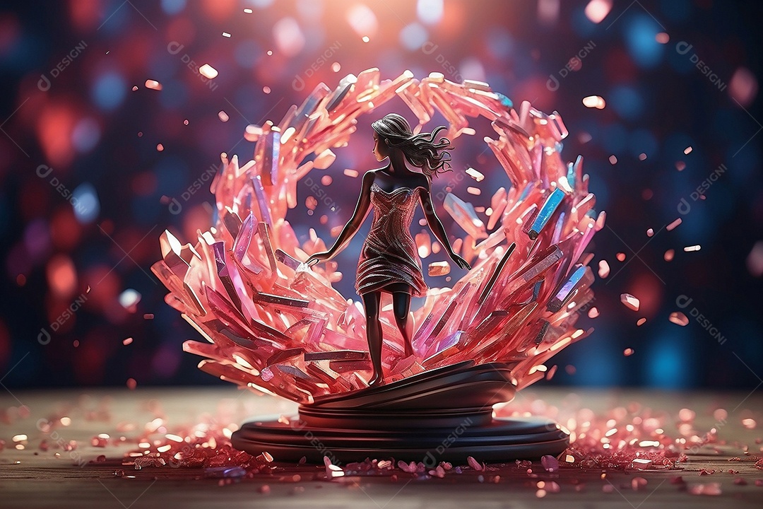 Conceito do dia da mulher escultura em forma feminina feita de quartzo rosa