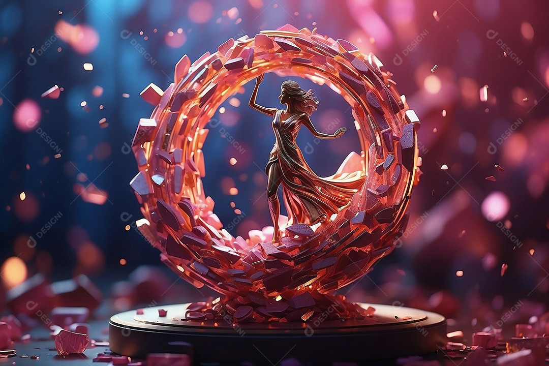 Conceito do dia da mulher escultura em forma feminina feita de quartzo rosa