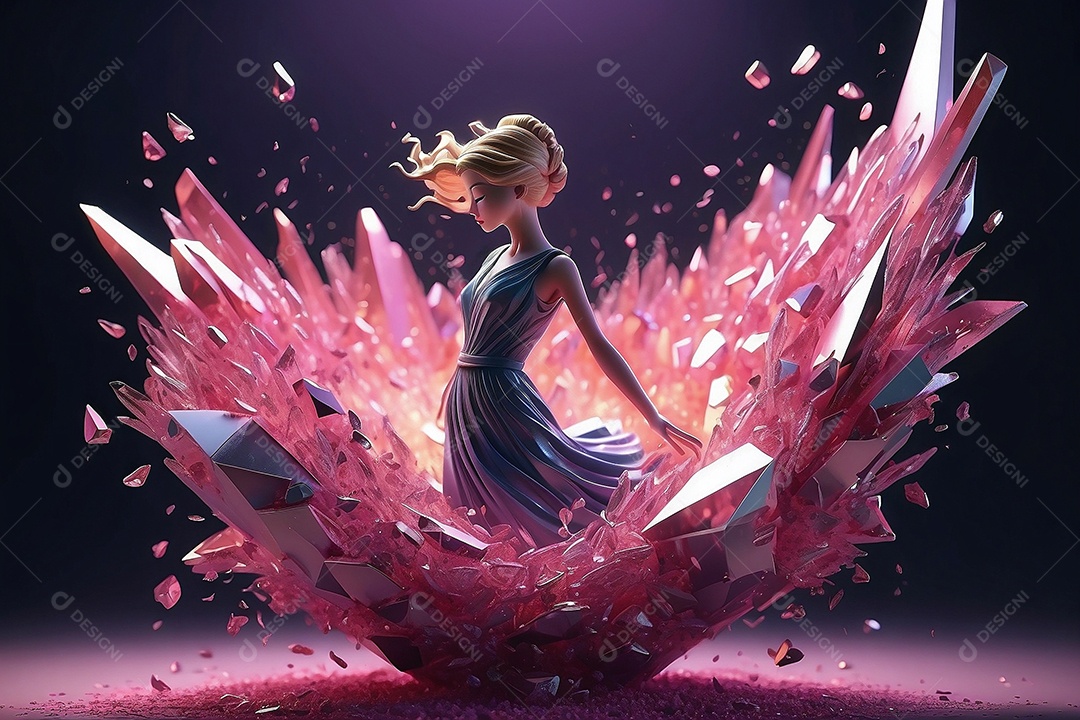 Conceito do dia da mulher escultura em forma feminina feita de quartzo rosa