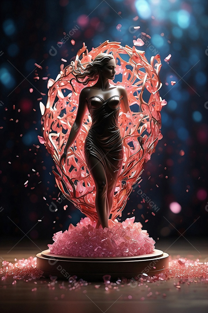 Conceito do dia da mulher escultura em forma feminina feita de quartzo rosa