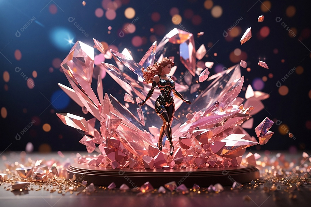 Uma escultura em forma feminina feita de quartzo rosa