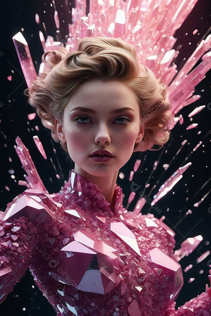 Uma escultura em forma feminina feita de quartzo rosa