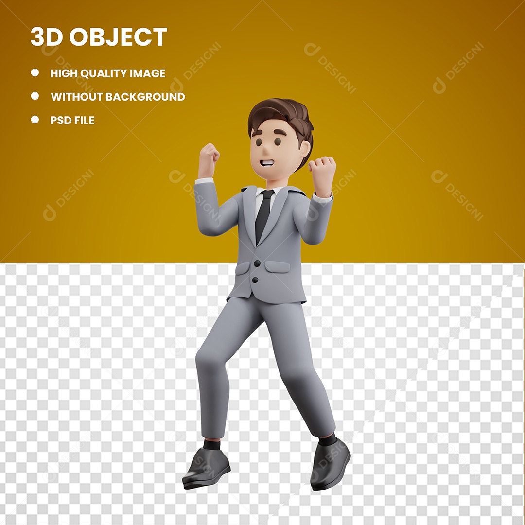 Personagem 3D Homen de Terno para Composição PSD Editável