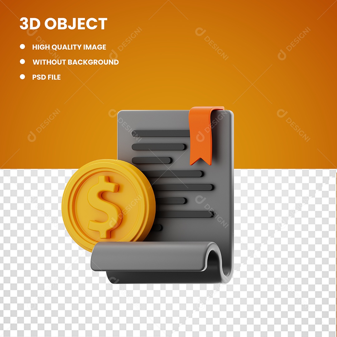 Elemento 3D Pasta de Arquivo Moeda Virtual Para Composição PSD Editável