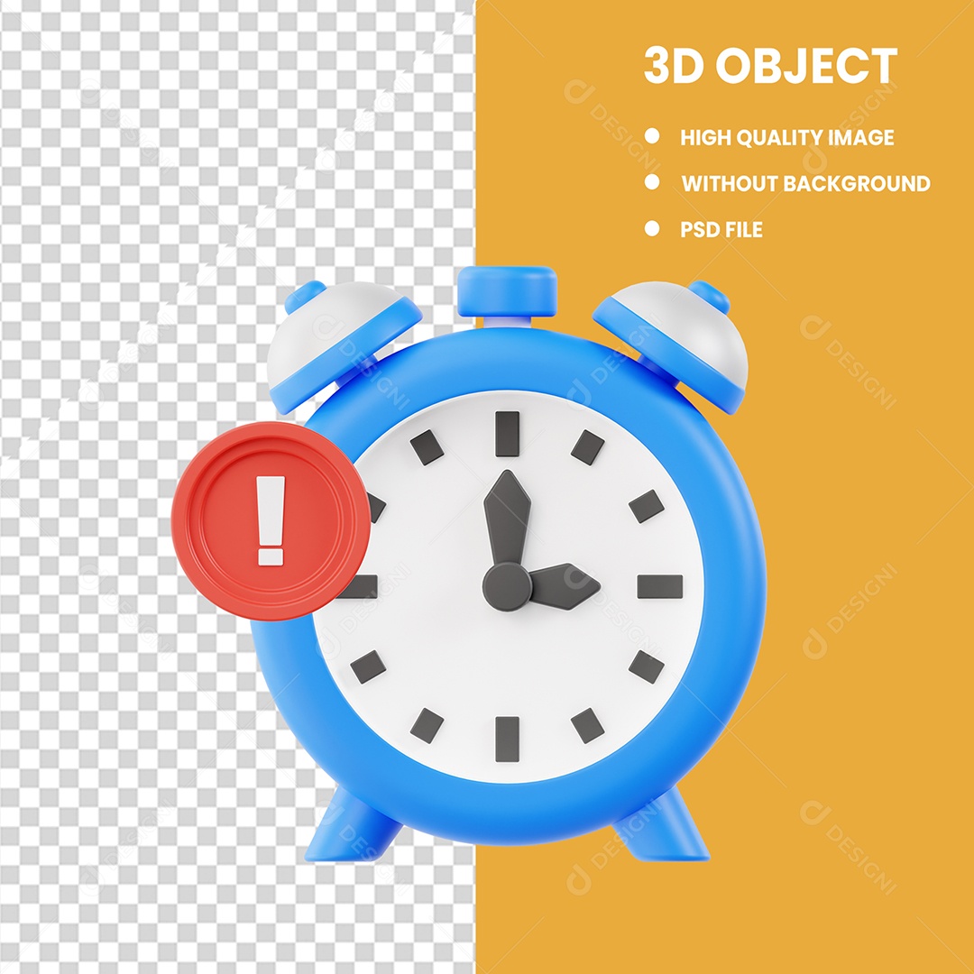 Relógio Despertador Elemento 3D Para Composição PSD