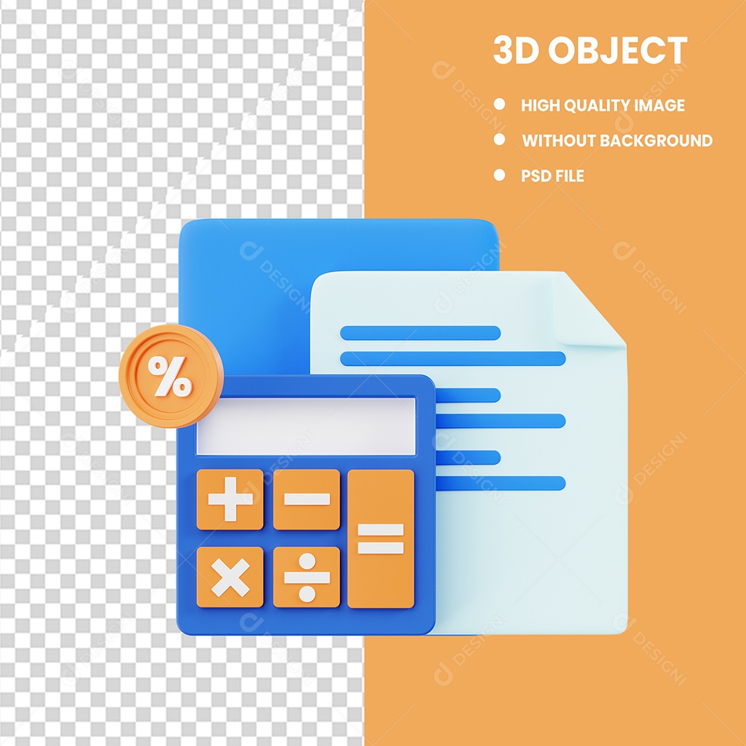 Calculadora Com Relatório Elemento 3D Para Composição PSD Editável