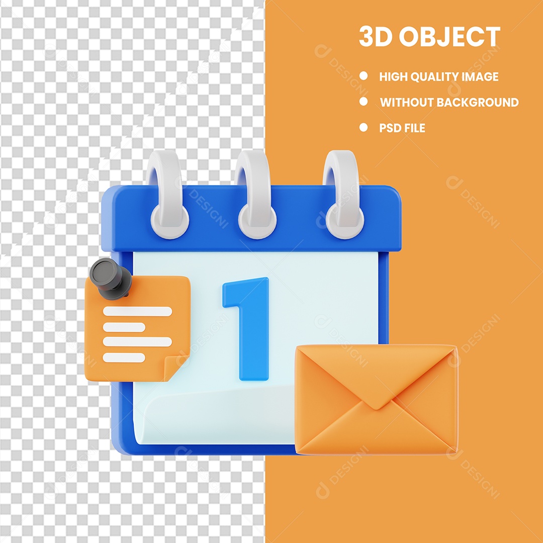 Elemento 3D Calendário para Composição PSD Editável