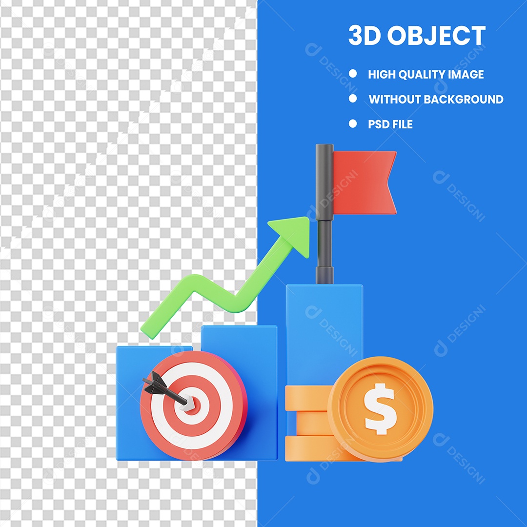 Elemento 3D Ícone de Crescimento para COmposição PSD Editável