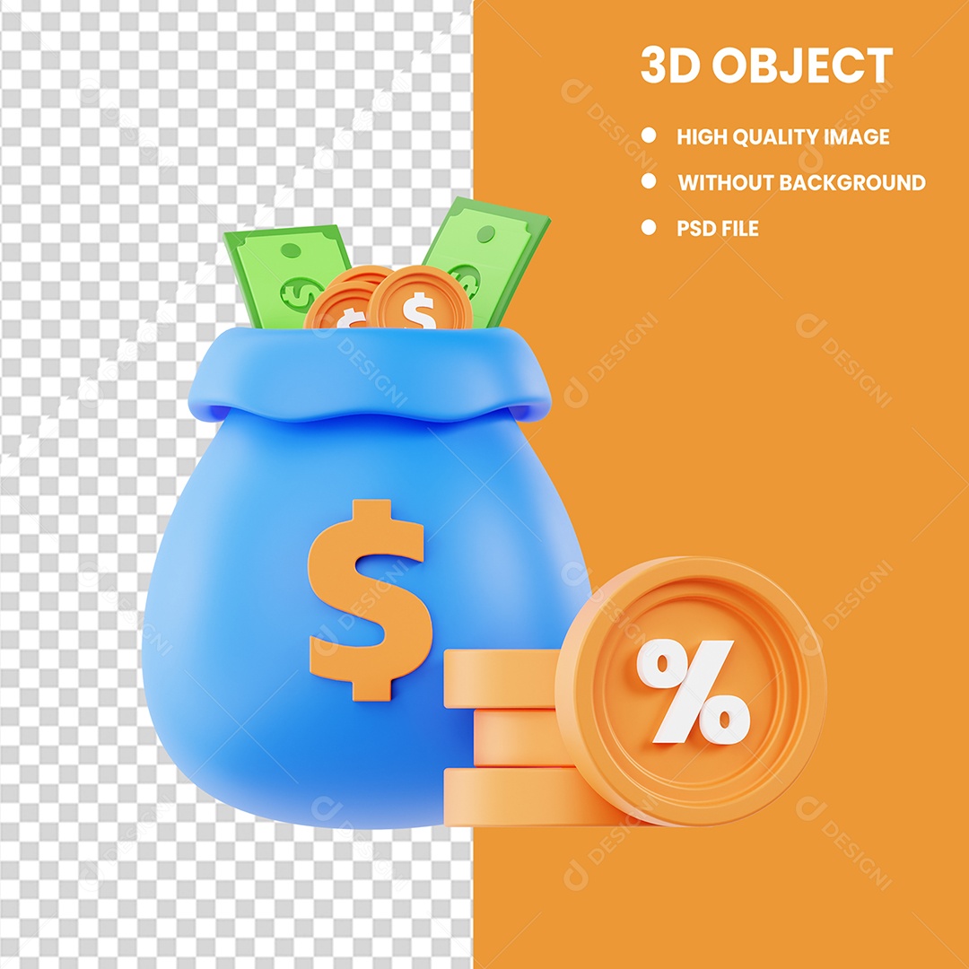 Elemento 3D Ícone de Renda para Composição PSD Editável