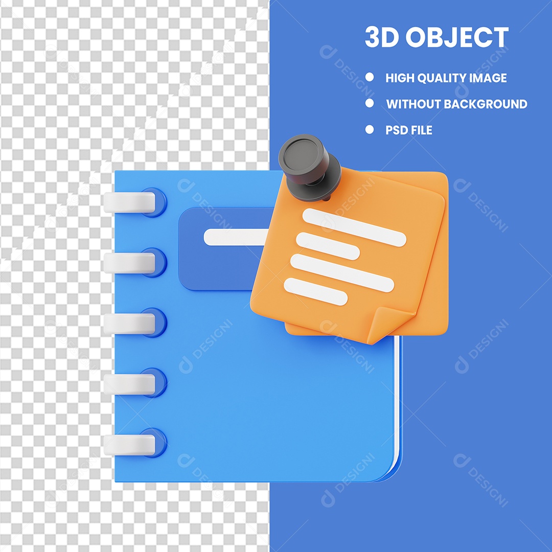 Elemento 3D Notas para Composição PSD Editável